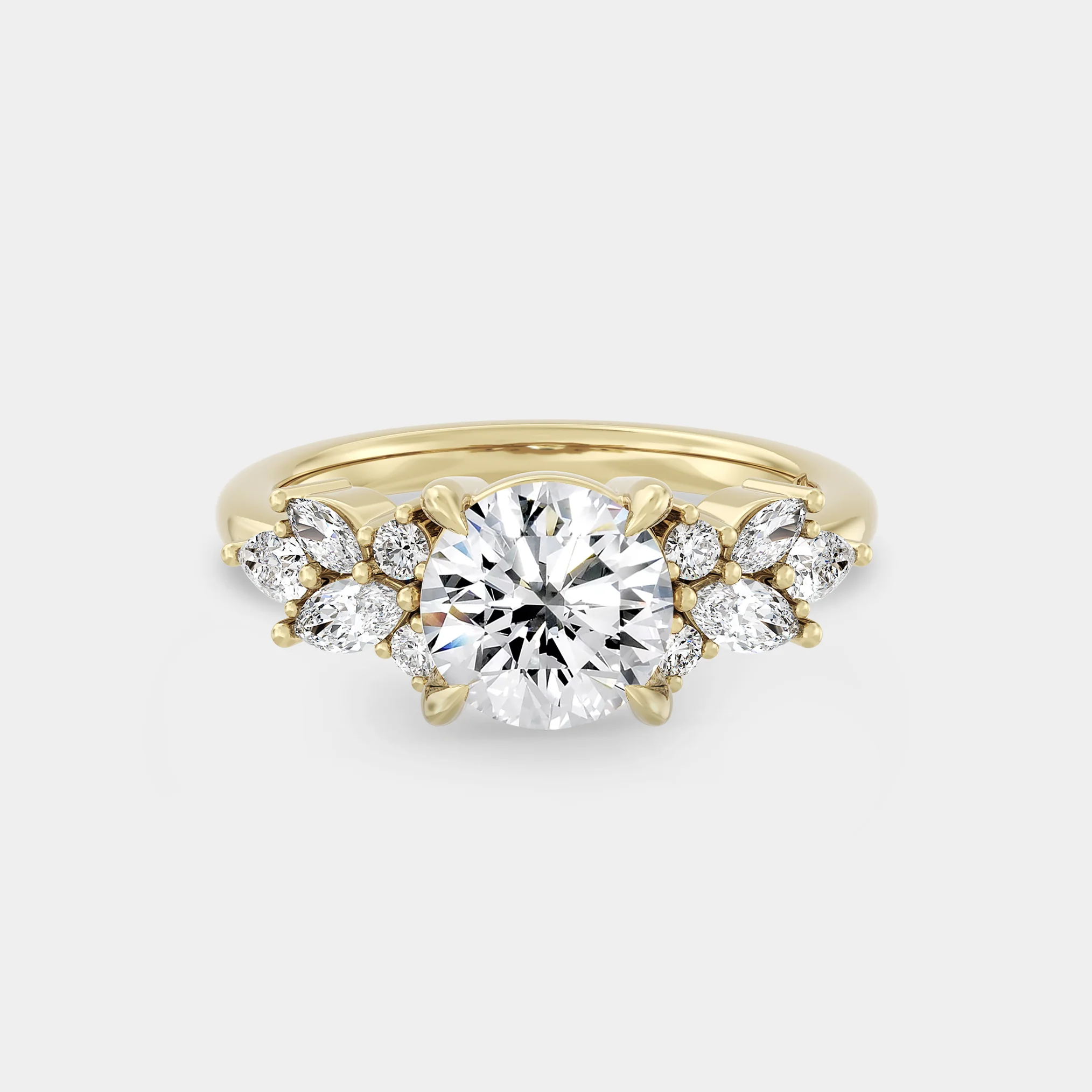 Symmetrical Cluster of Round Sapphire & Diamond