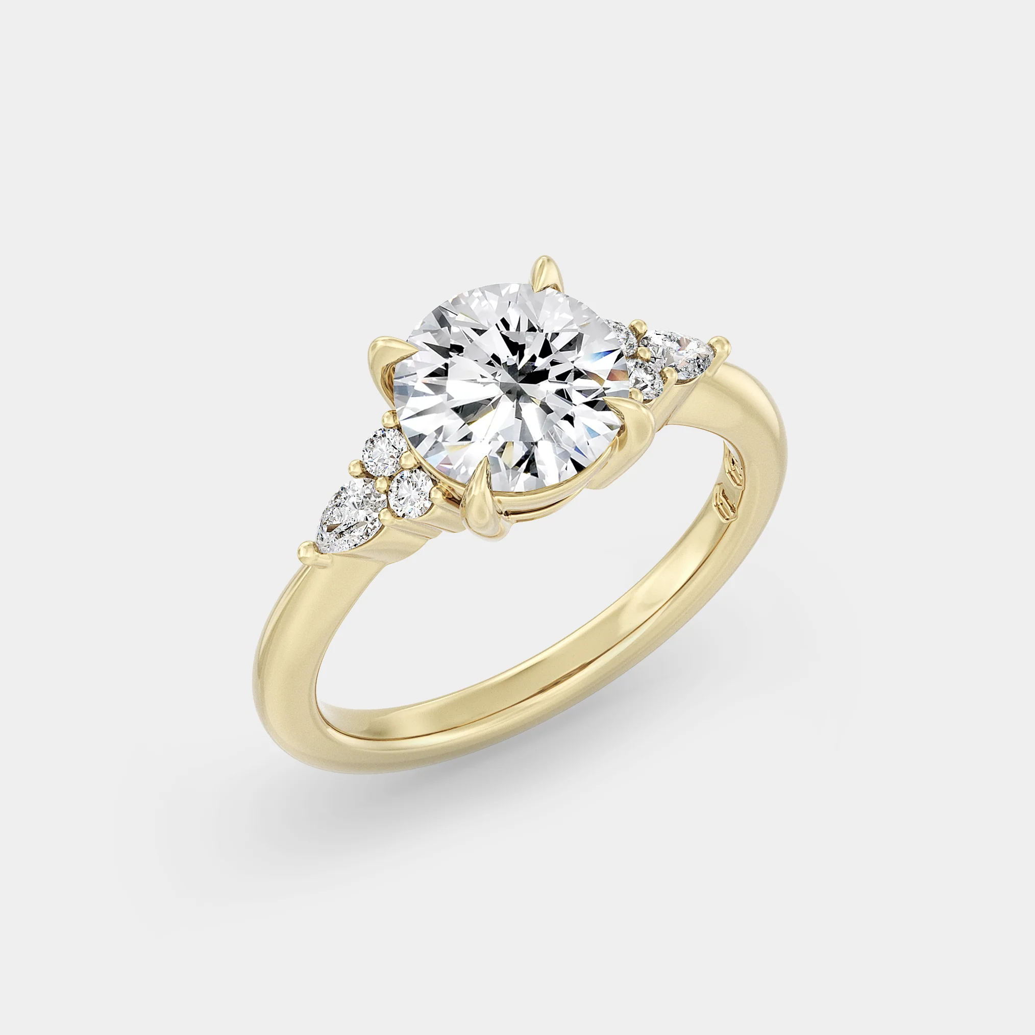 Symmetrical Cluster of Round & Pear Lab Grown Diamond - Image 2