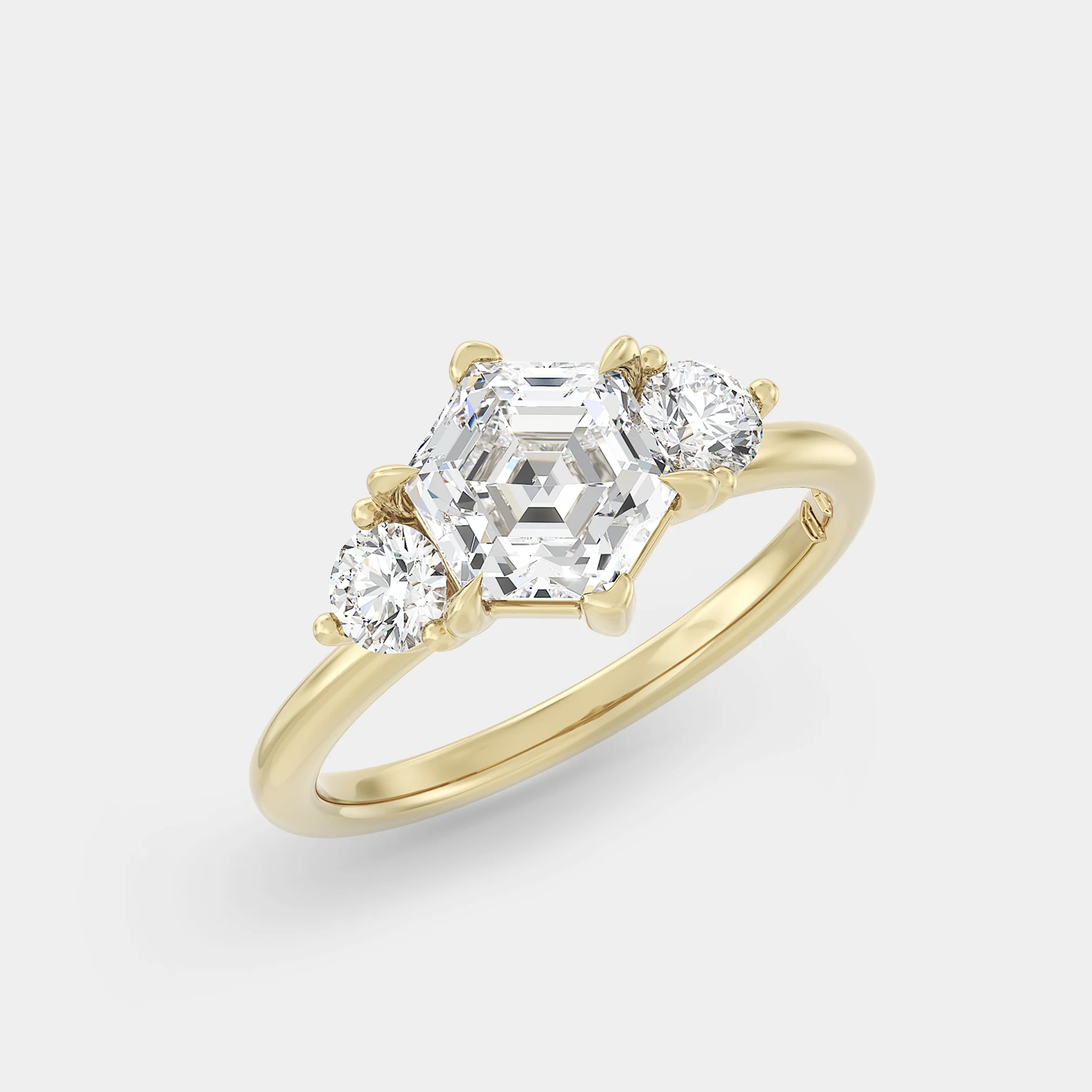 Three Stone of Hex Cut Lab Grown Diamond & Round - Image 2