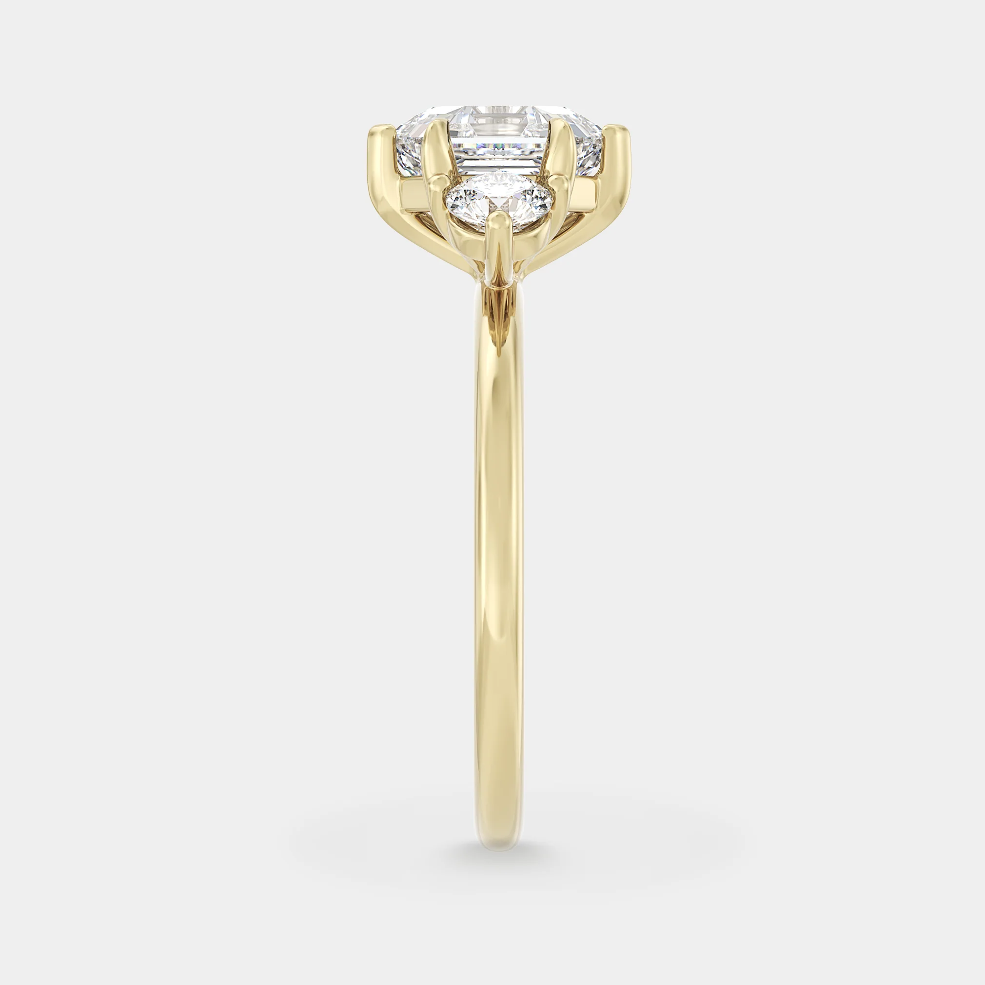 Three Stone of Hex Cut Lab Grown Diamond & Round - Image 3