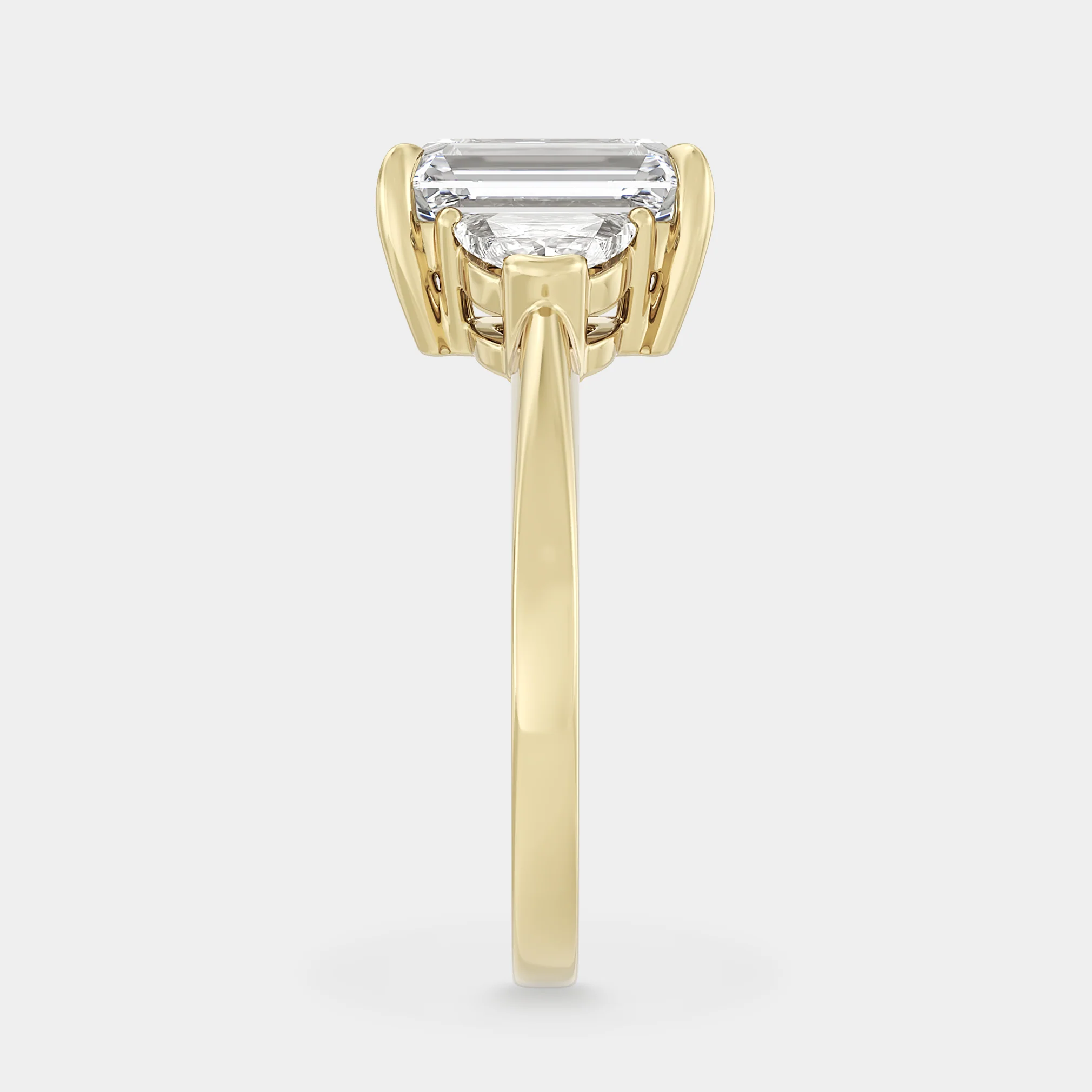 Three Stone of Lab Grown Emerald Diamond & Half Moon - Image 3
