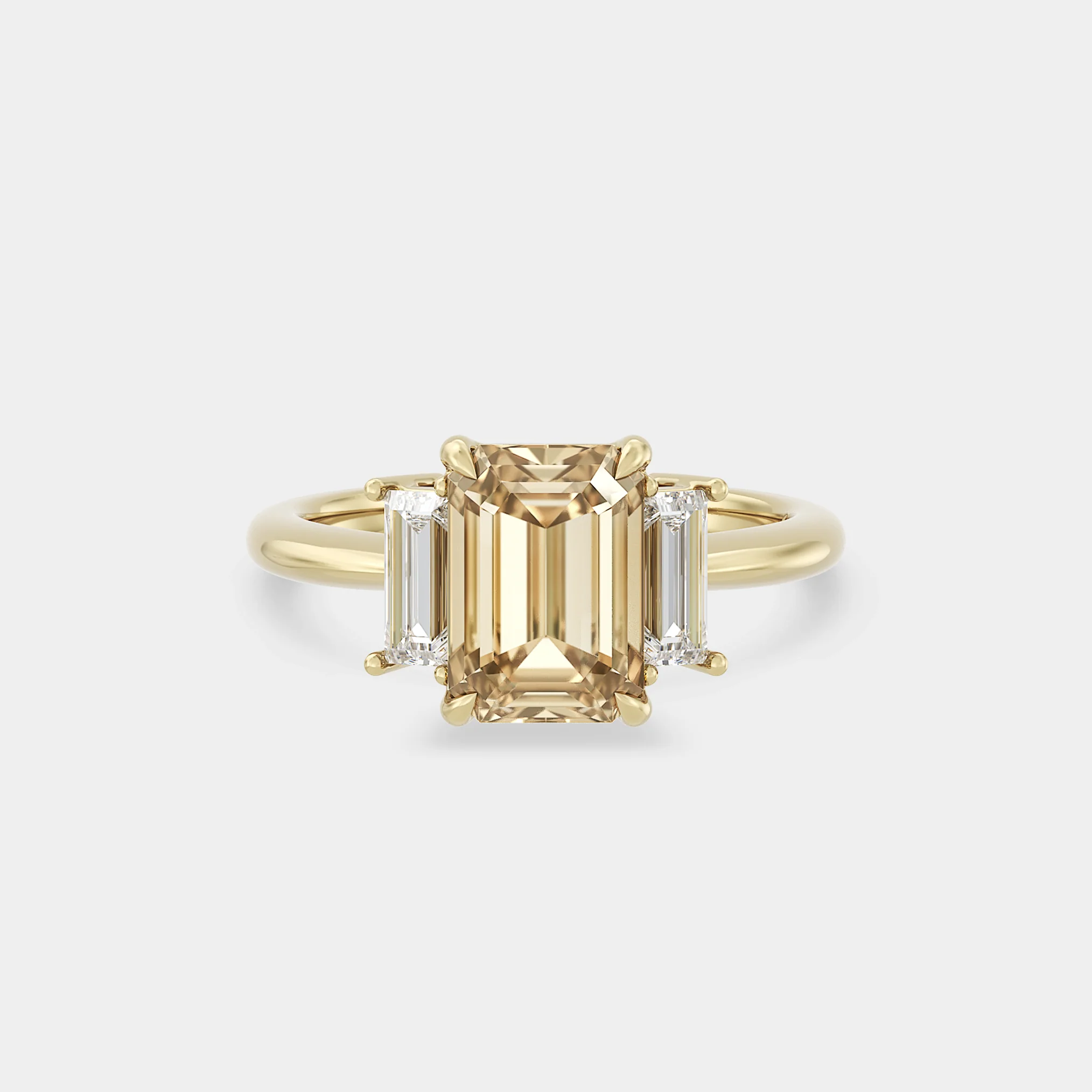 Three Stone of Lab Grown Yellow Emerald Diamond