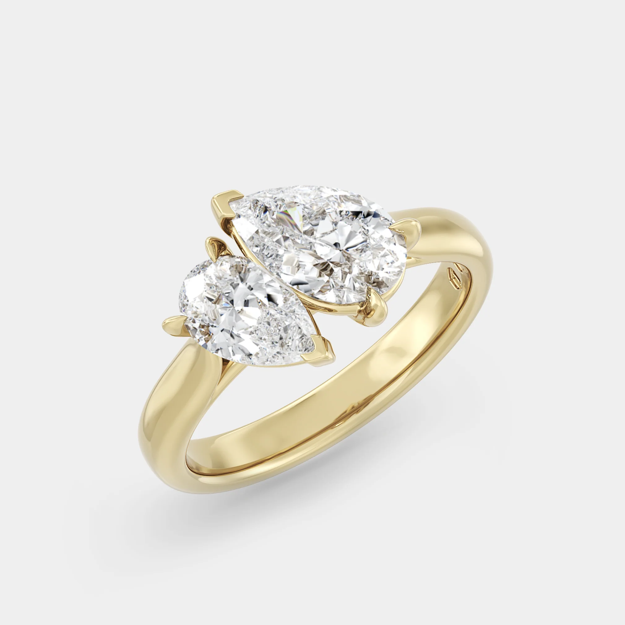 Toi Et Moi | Pear Sapphire & Pear White Lab Diamond - Image 2