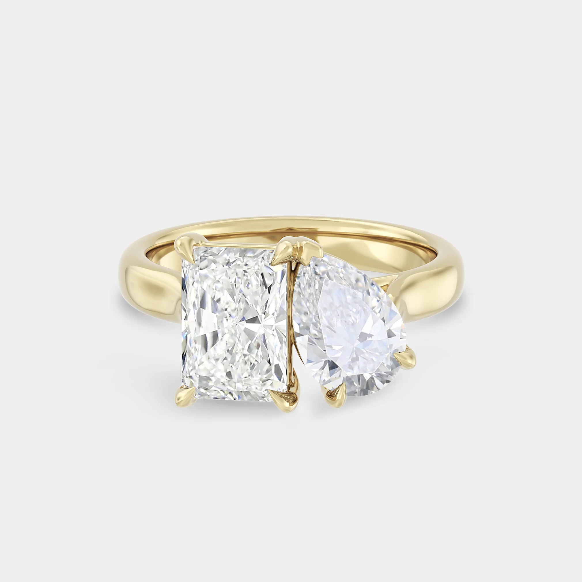 Toi Et Moi | Pear Sapphire & Radiant Lab White Diamond - Image 2