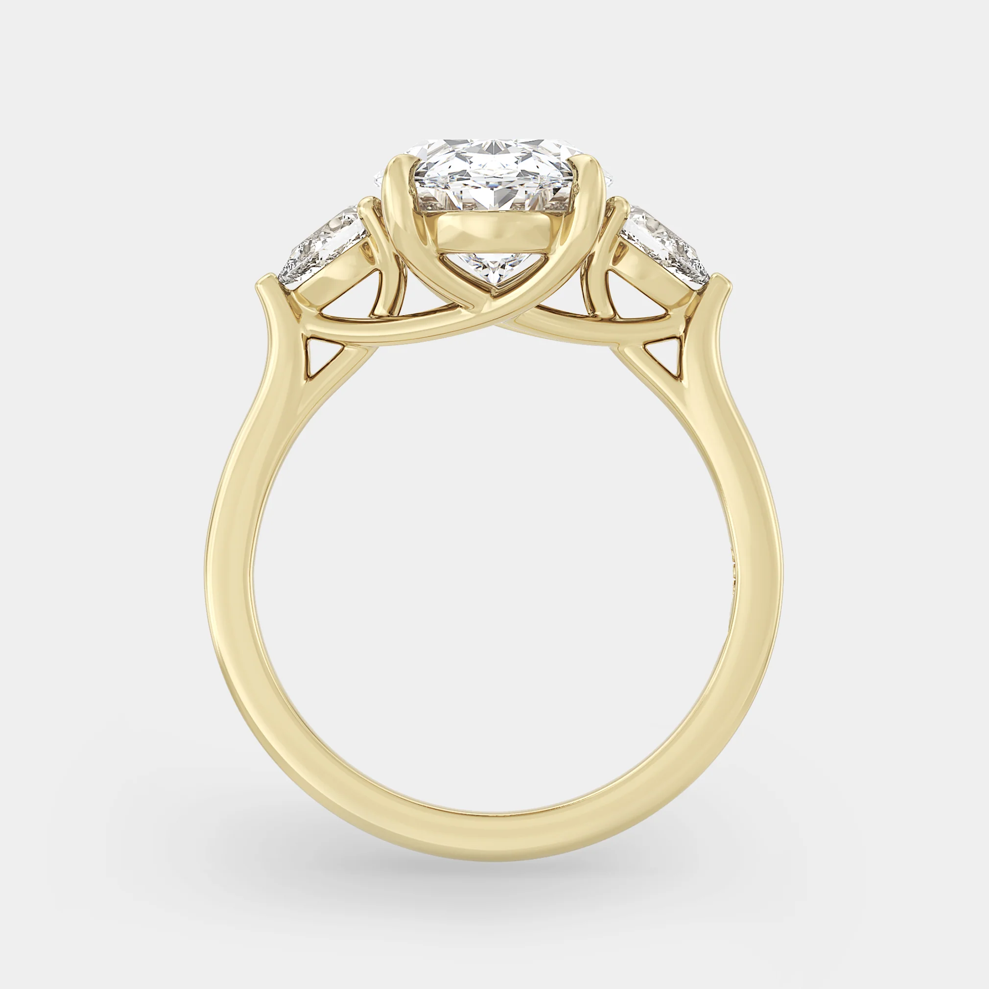 Trilogy of Lab Grown Oval & Pear, Trellis Setting - Image 2