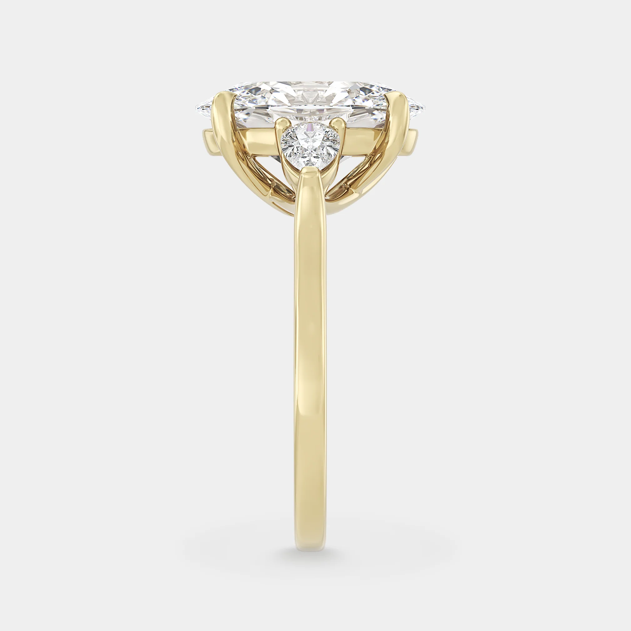 Trilogy of Lab Grown Oval & Pear, Trellis Setting - Image 4