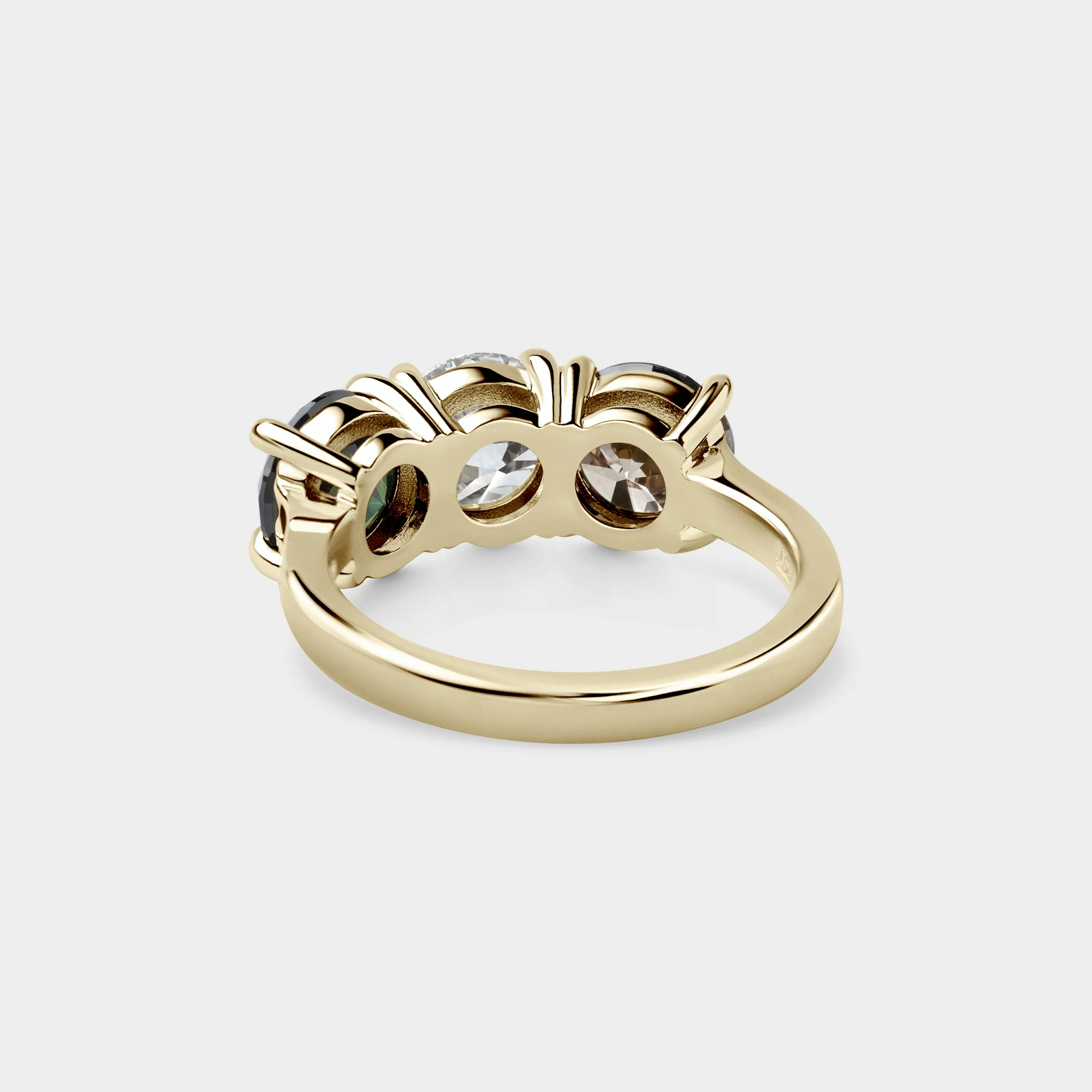 Trilogy of Round White, Champagne & Green Sapphire - Image 4