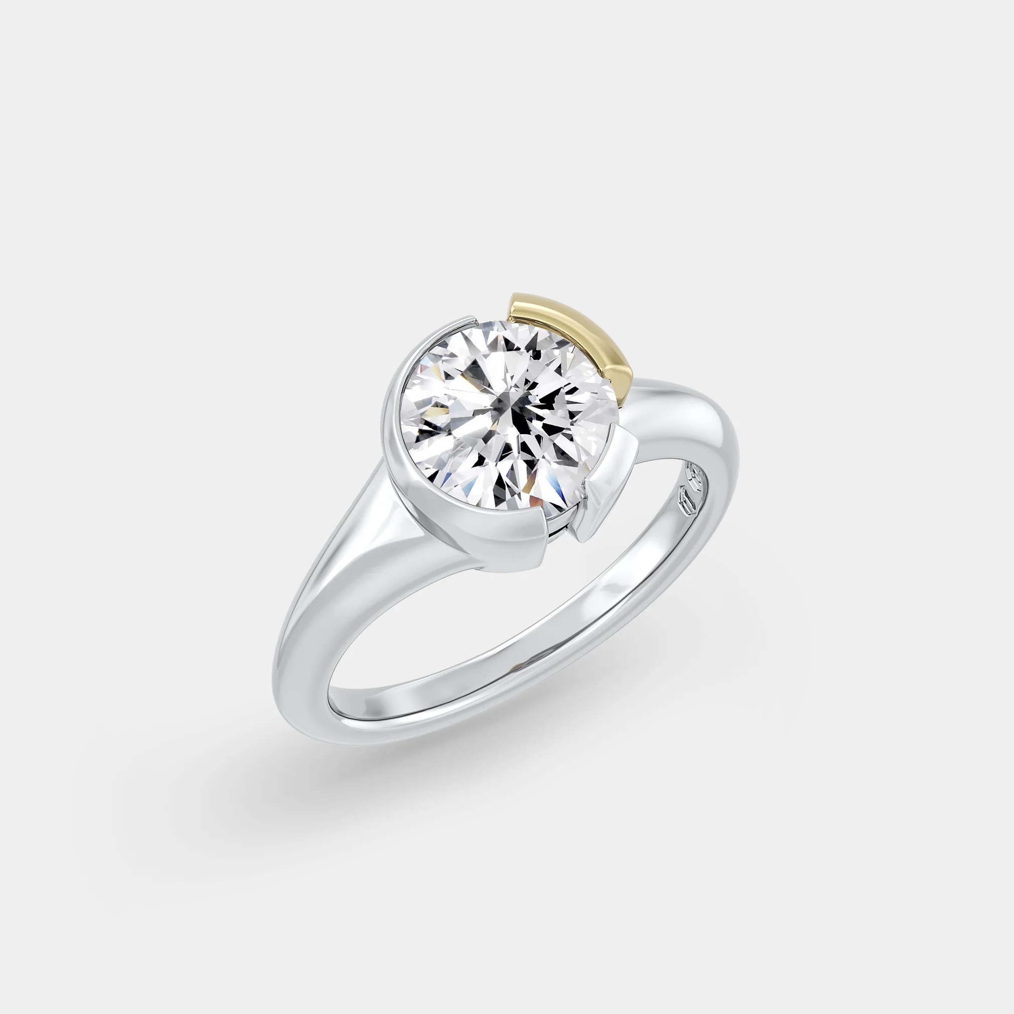 Triple Tone Bezel Solitaire of Round Brilliant - Image 2