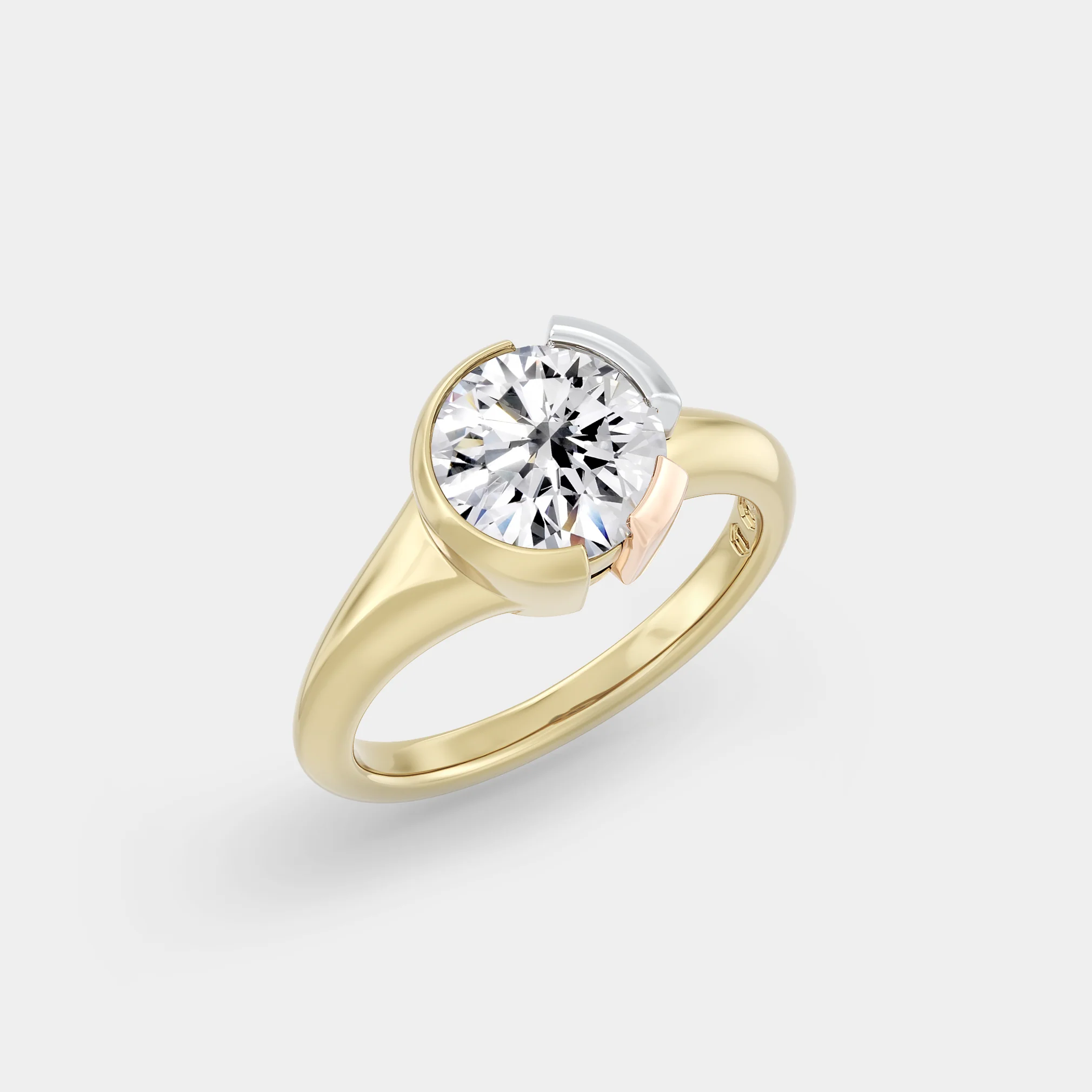 Triple Tone Bezel Solitaire of Round Brilliant - Image 3