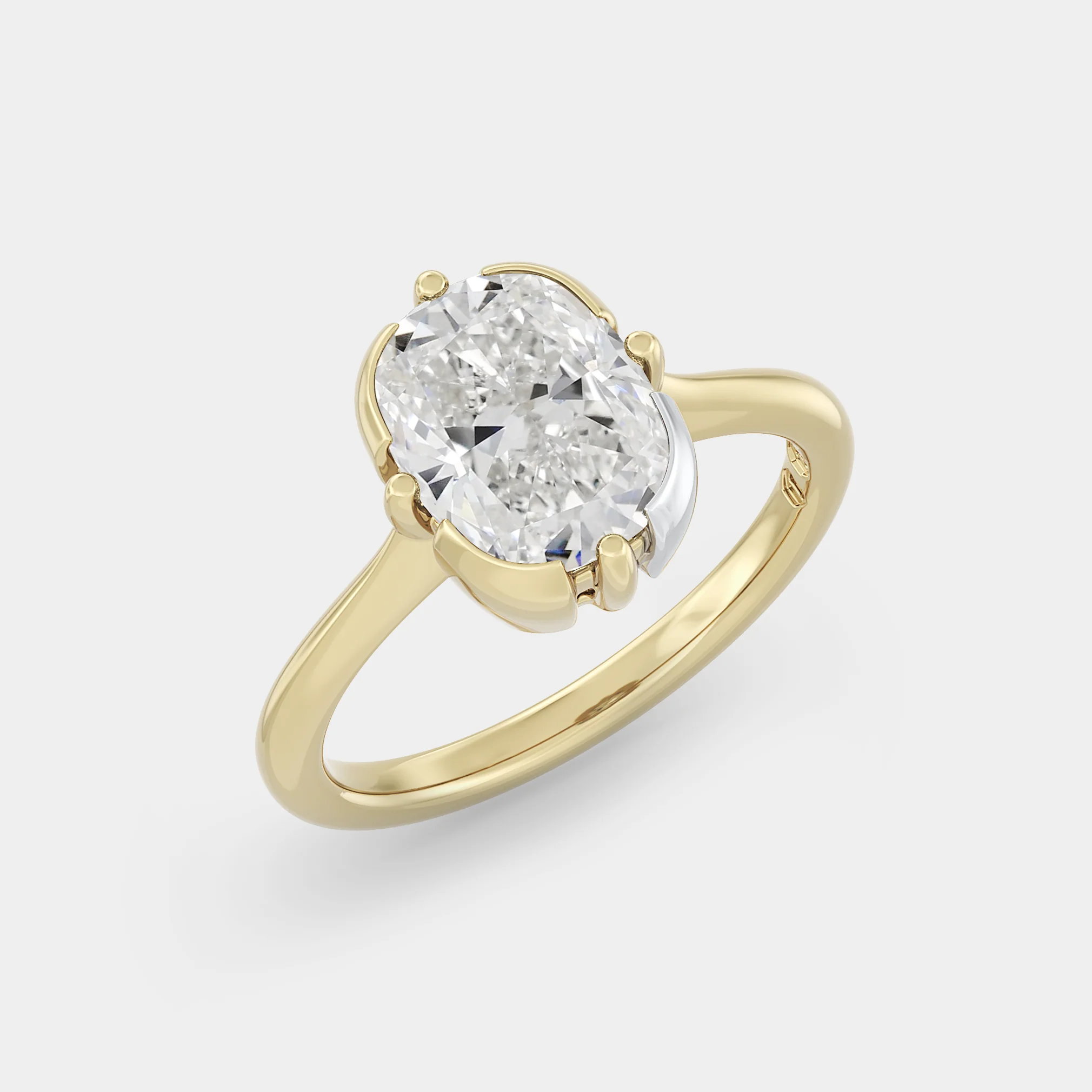 Two Tone Bezel & Prong Solitaire of Cushion - Image 2