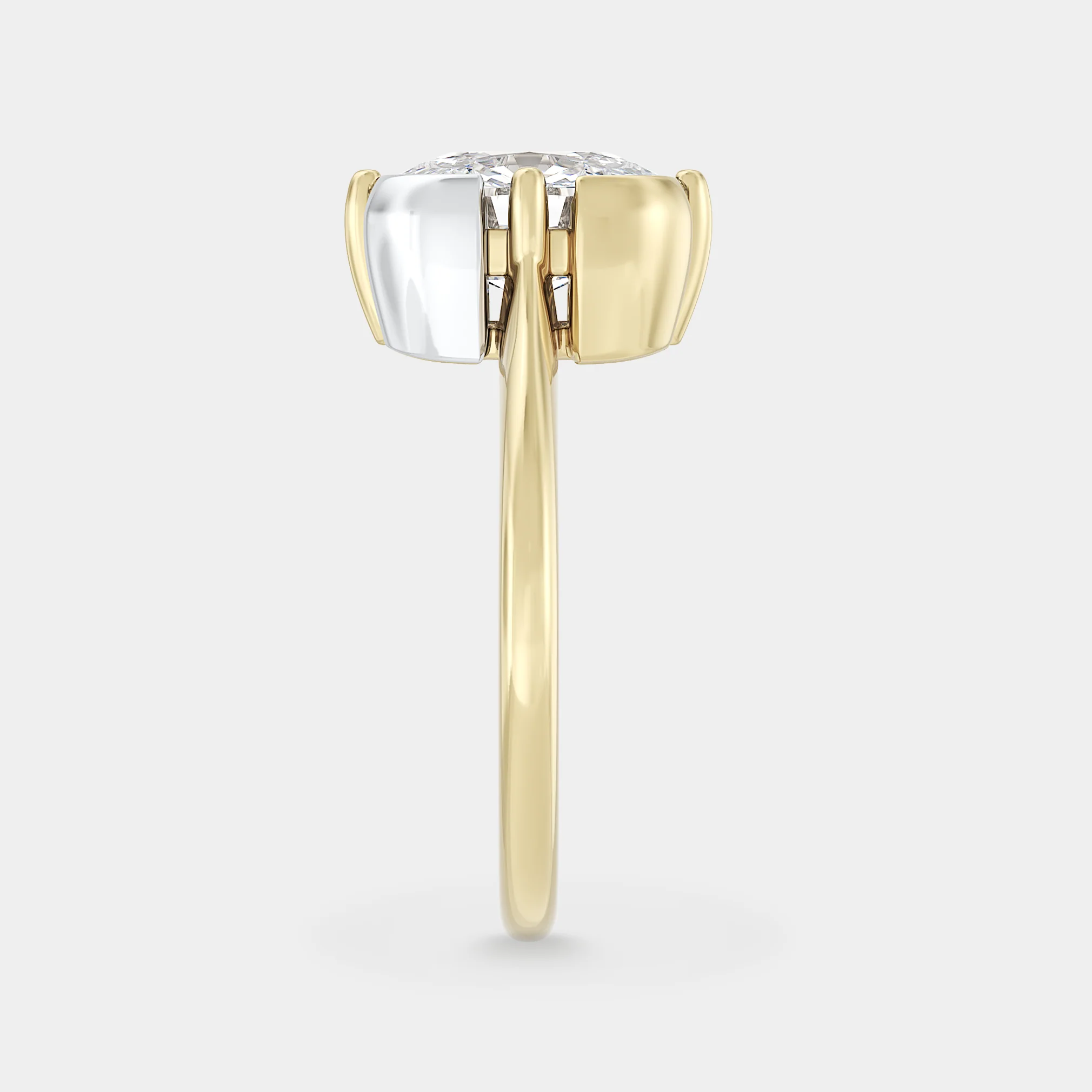 Two Tone Bezel & Prong Solitaire of Cushion - Image 3
