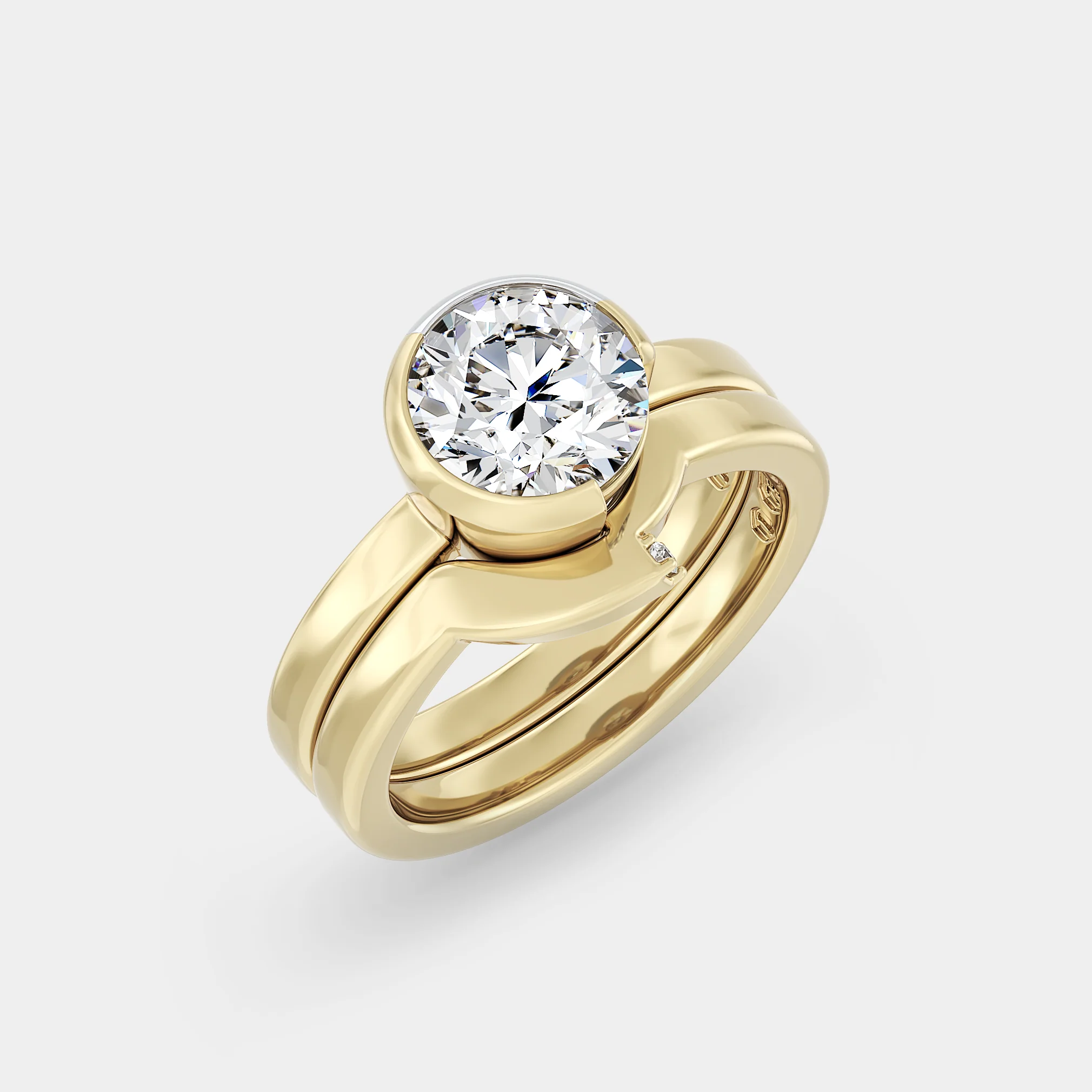 Two Tone Bezel Solitaire of Round Brilliant - Image 2
