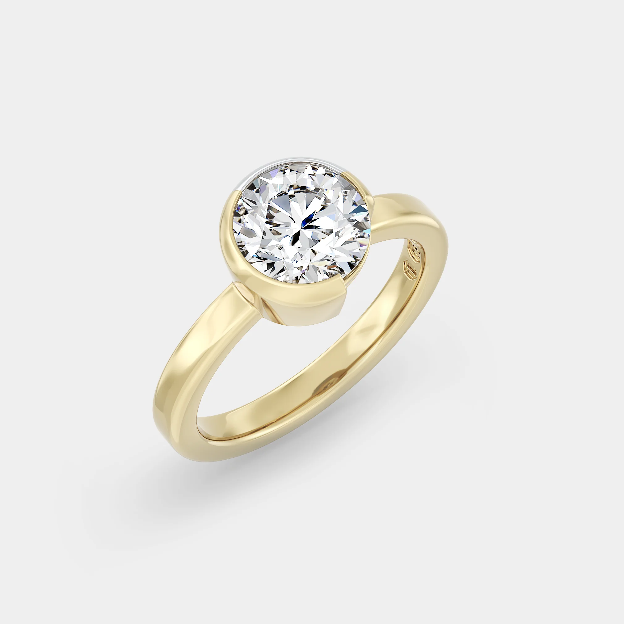 Two Tone Bezel Solitaire of Round Brilliant - Image 4