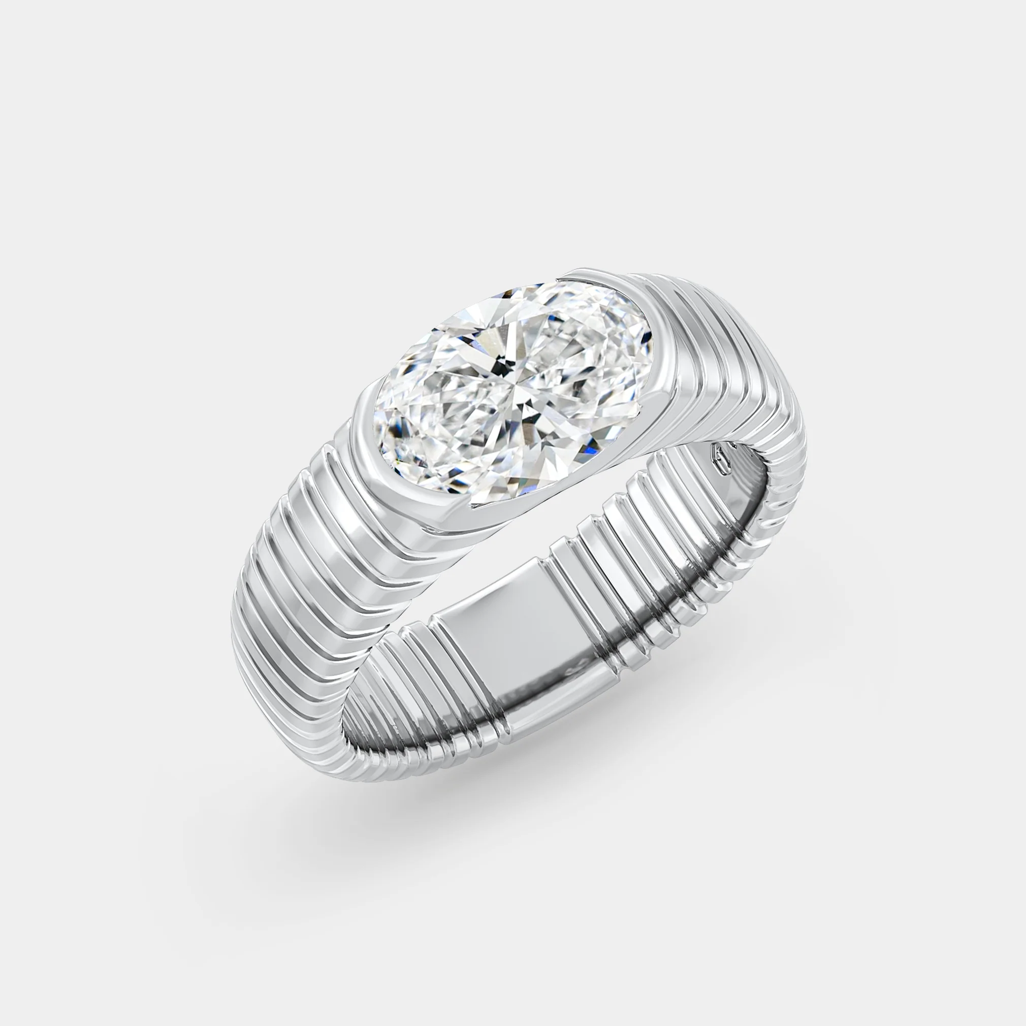 Two Tone East West Oval on Ribbed Shank - Image 2
