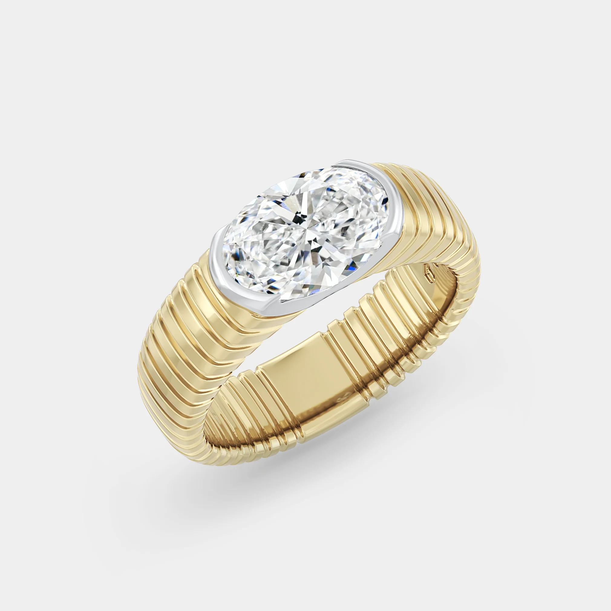 Two Tone East West Oval on Ribbed Shank - Image 3
